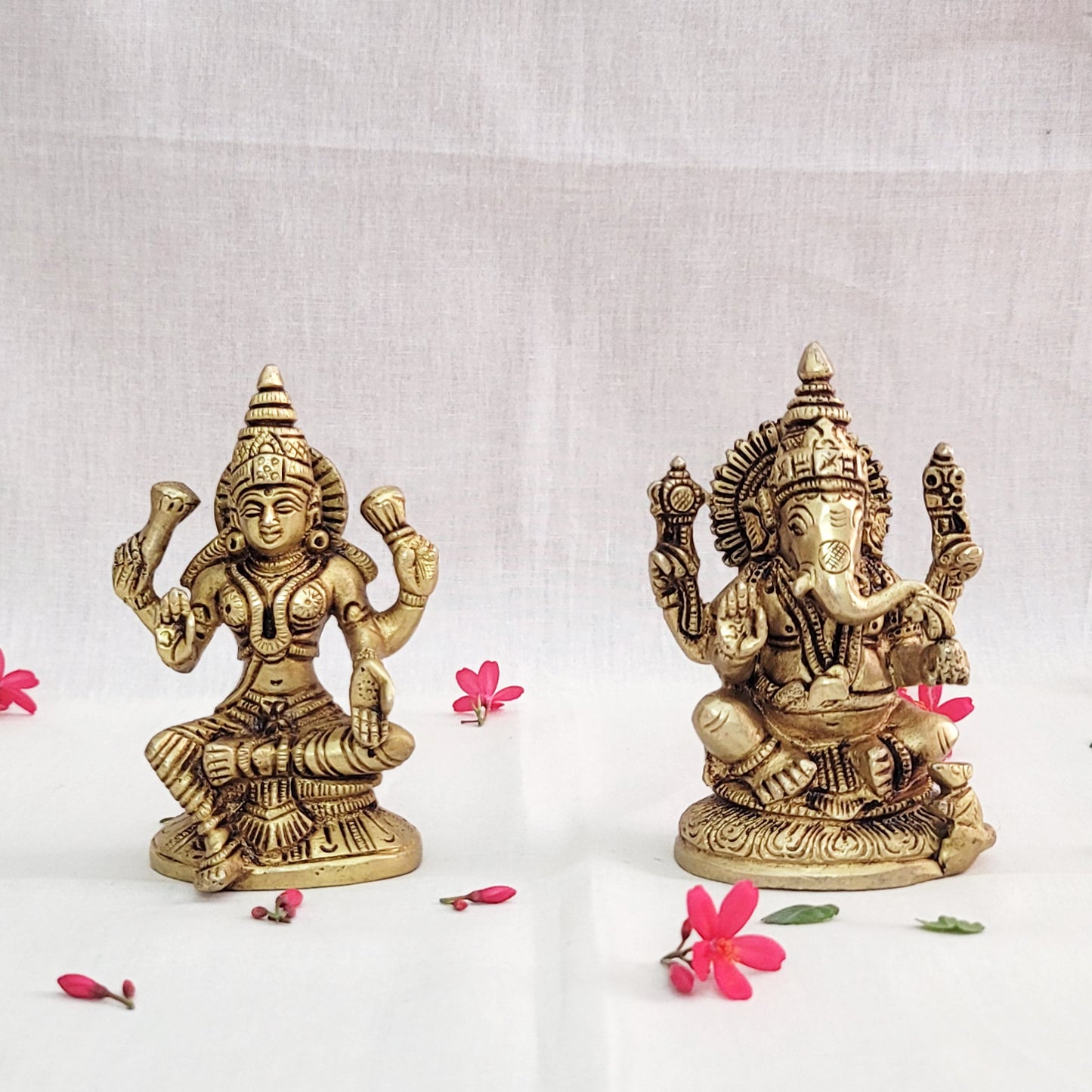 Brass Ganesh Laxmi Statue for pooja