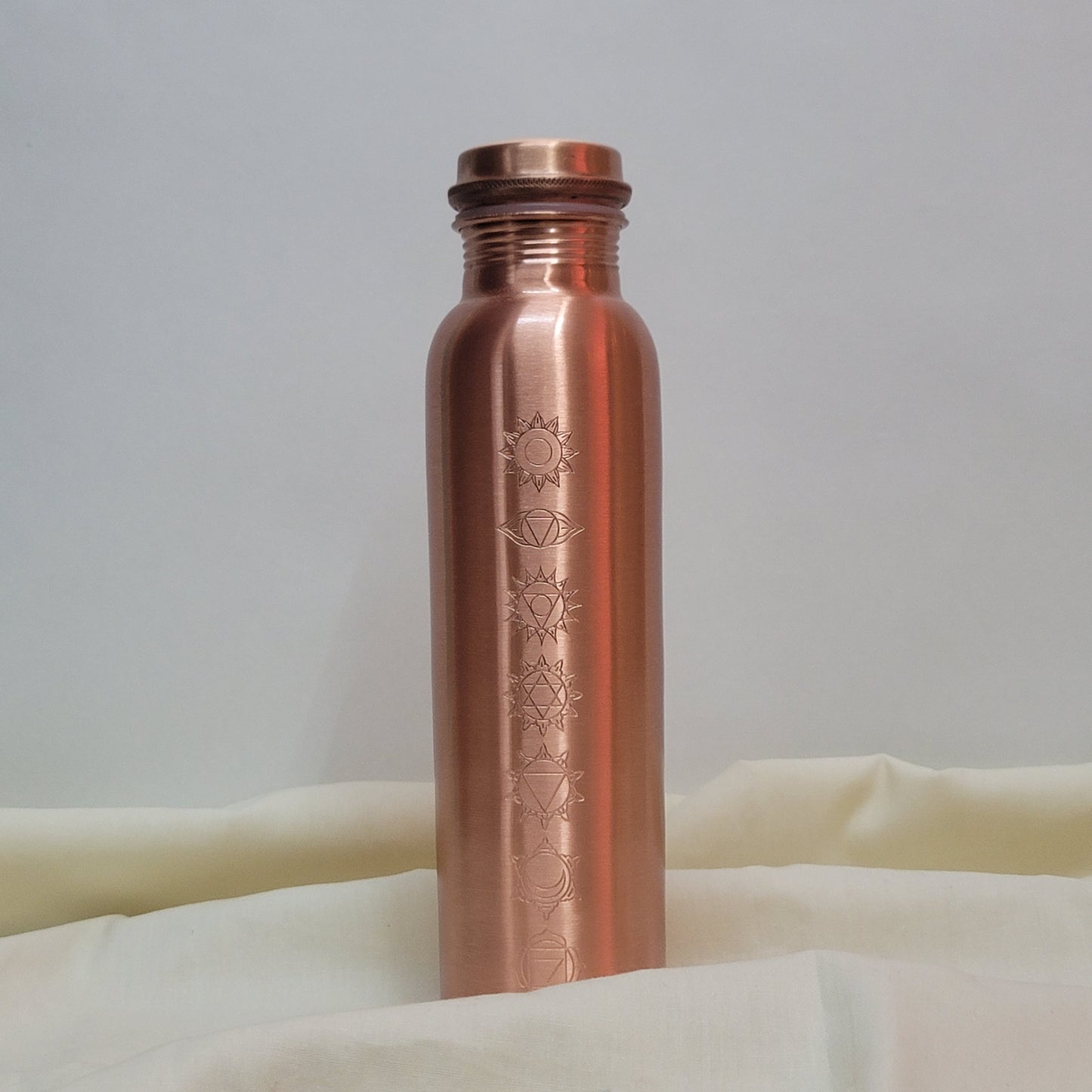 SAMA Homes 7-Chakra Engraved Pure Copper Water Bottle (1L) – Unlined Ayurvedic Hydration