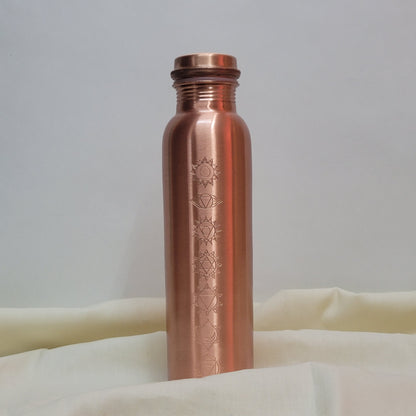 SAMA Homes 7-Chakra Engraved Pure Copper Water Bottle (1L) – Unlined Ayurvedic Hydration by Sama Homes - Sustainable Living (View 6)