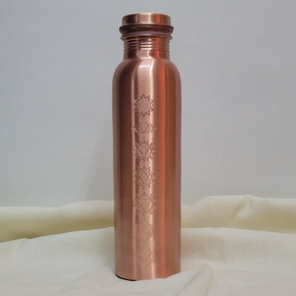 SAMA Homes 7-Chakra Engraved Pure Copper Water Bottle (1L) – Unlined Ayurvedic Hydration by Sama Homes - Sustainable Living (View 7)