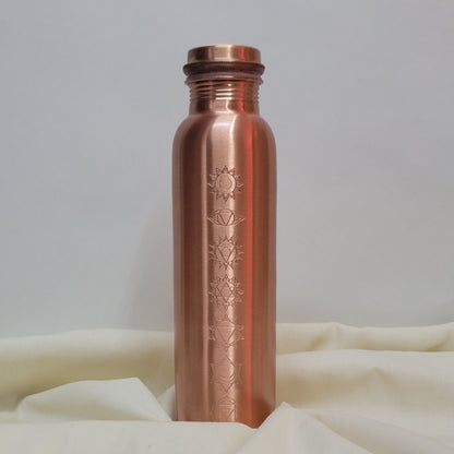 SAMA Homes 7-Chakra Engraved Pure Copper Water Bottle (1L) – Unlined Ayurvedic Hydration by Sama Homes - Sustainable Living (View 8)