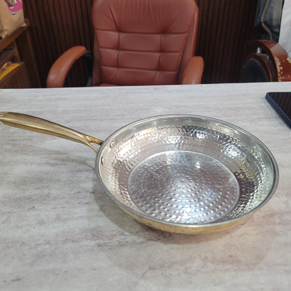 Pure Brass Hammered Fry Pan with Lid | Heavy-Gauge Artisan Cookware by Sama Homes - Sustainable Living (View 2)