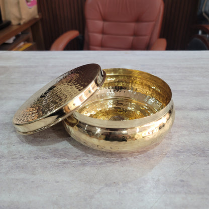 Handcrafted Pure Brass Roti Dan | Hammered Chapati Box (6.25") by Sama Homes - Sustainable Living (View 2)