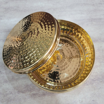 Handcrafted Pure Brass Roti Dan | Hammered Chapati Box (6.25") by Sama Homes - Sustainable Living (View 3)