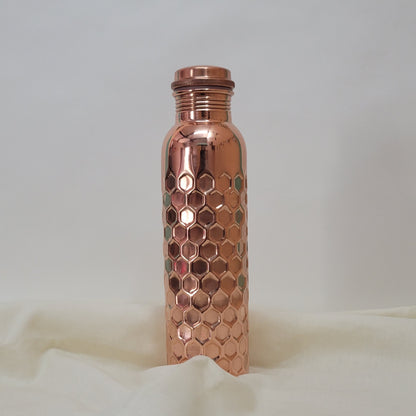 100% Pure Certified Copper Water Bottle – Heavy Brick Hammered / Honeycomb Design (950ML) by SAMA Homes - Copper Bottle (View 6)