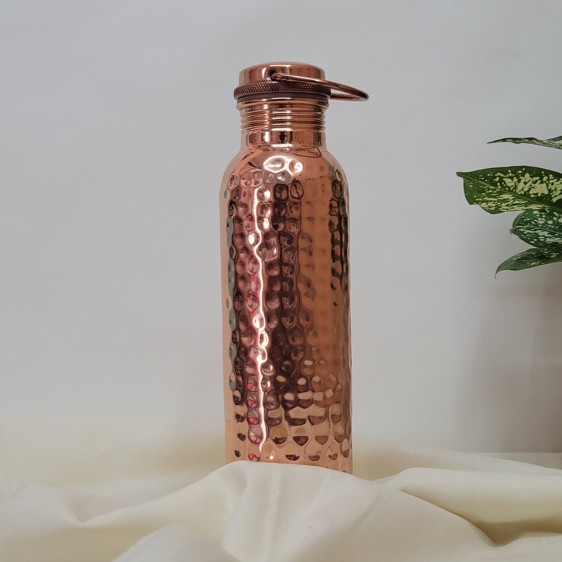 Handcrafted Ayurvedic Pure Copper Water Bottle - 950ml Hammered Design with Leak-Proof Loop Cap | 100% Certified Purity - Image 5