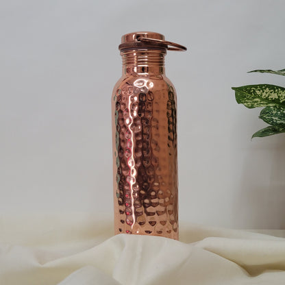 Handcrafted Ayurvedic Pure Copper Water Bottle - 950ml Hammered Design with Leak-Proof Loop Cap | 100% Certified Purity by Sama Homes - Copper Bottle (View 5)