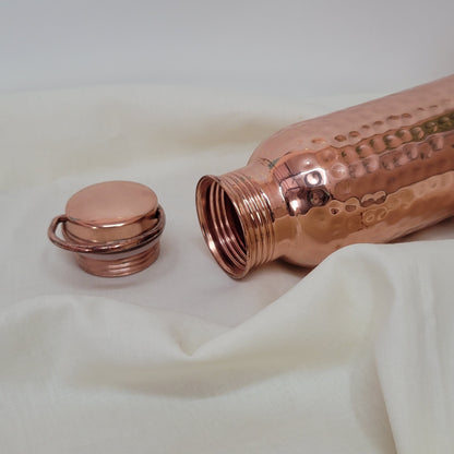 Handcrafted Ayurvedic Pure Copper Water Bottle - 950ml Hammered Design with Leak-Proof Loop Cap | 100% Certified Purity by Sama Homes - Copper Bottle (View 9)