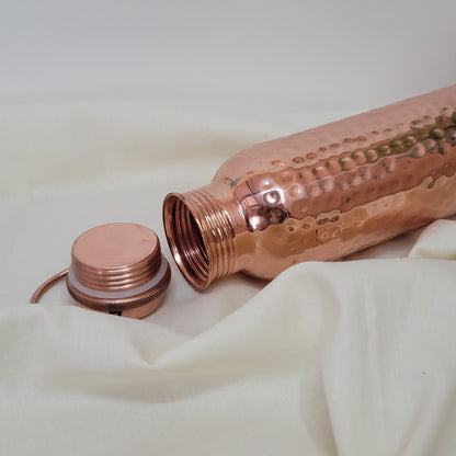 Handcrafted Ayurvedic Pure Copper Water Bottle - 950ml Hammered Design with Leak-Proof Loop Cap | 100% Certified Purity by Sama Homes - Copper Bottle (View 6)