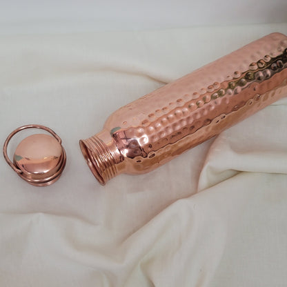 Handcrafted Ayurvedic Pure Copper Water Bottle - 950ml Hammered Design with Leak-Proof Loop Cap | 100% Certified Purity by Sama Homes - Copper Bottle (View 3)