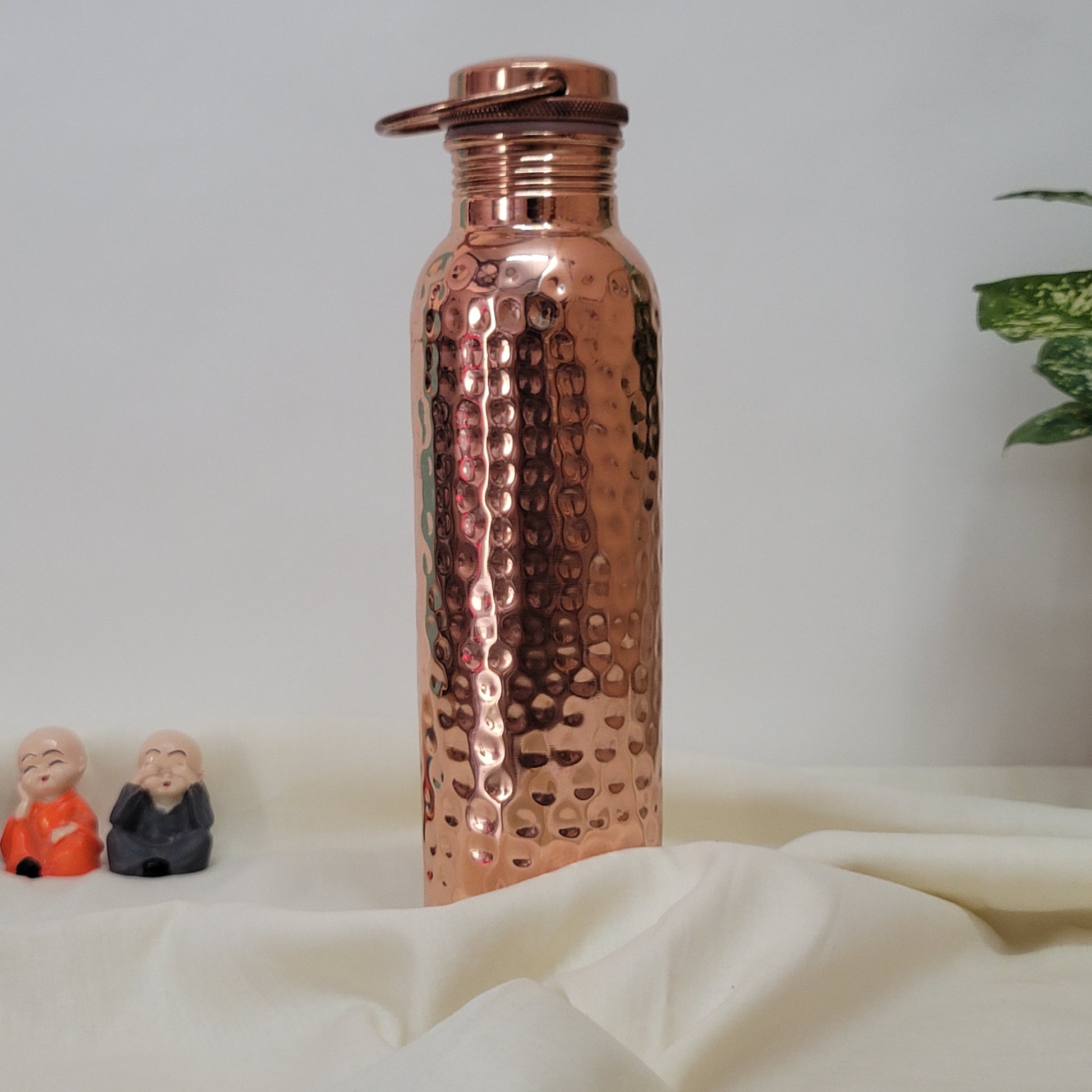 Handcrafted Ayurvedic Pure Copper Water Bottle - 950ml Hammered Design with Leak-Proof Loop Cap | 100% Certified Purity - Image 7