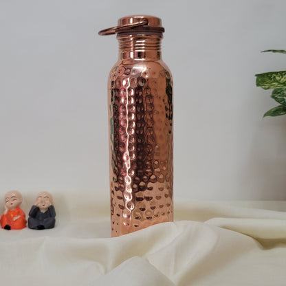 Handcrafted Ayurvedic Pure Copper Water Bottle - 950ml Hammered Design with Leak-Proof Loop Cap | 100% Certified Purity by Sama Homes - Copper Bottle (View 7)
