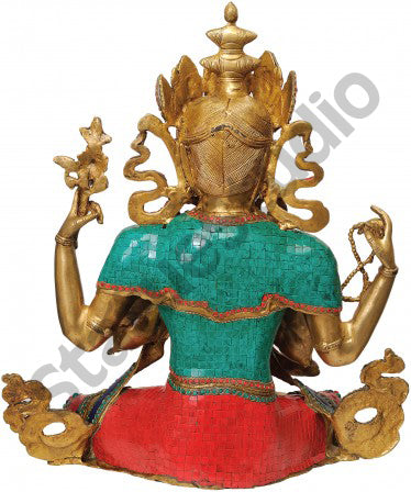 Large Size Chenrezig Four Armed Buddha Avalokiteshvara Statue 2 Feet - Image 3