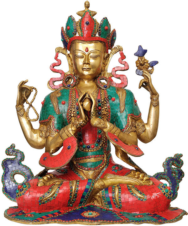 Large Size Chenrezig Four Armed Buddha Avalokiteshvara Statue 2 Feet
