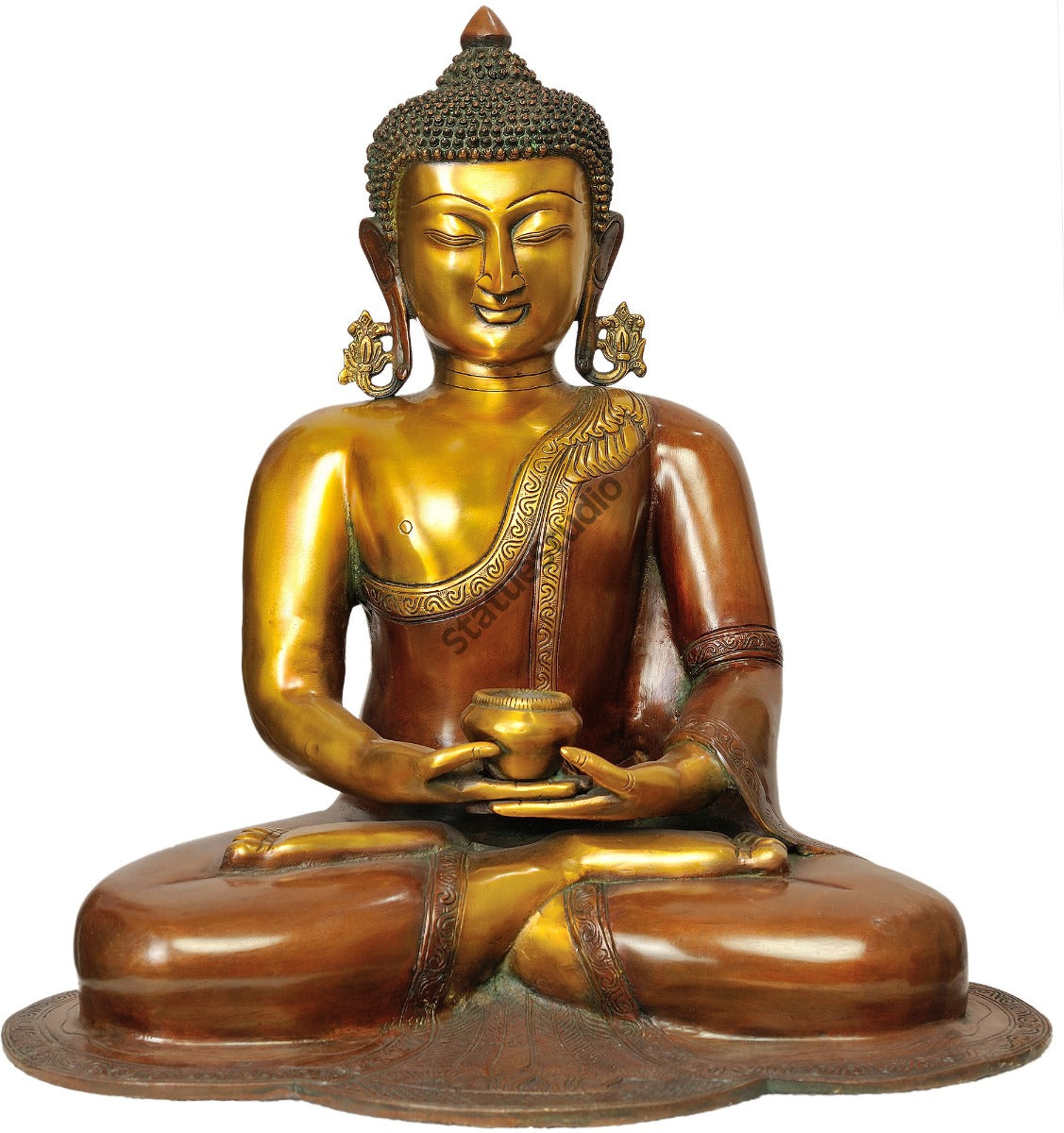 Brass Vintage Meditating Sakyamuni Nepal Buddha 1.5 Feet Figurine For Sale - Image 2