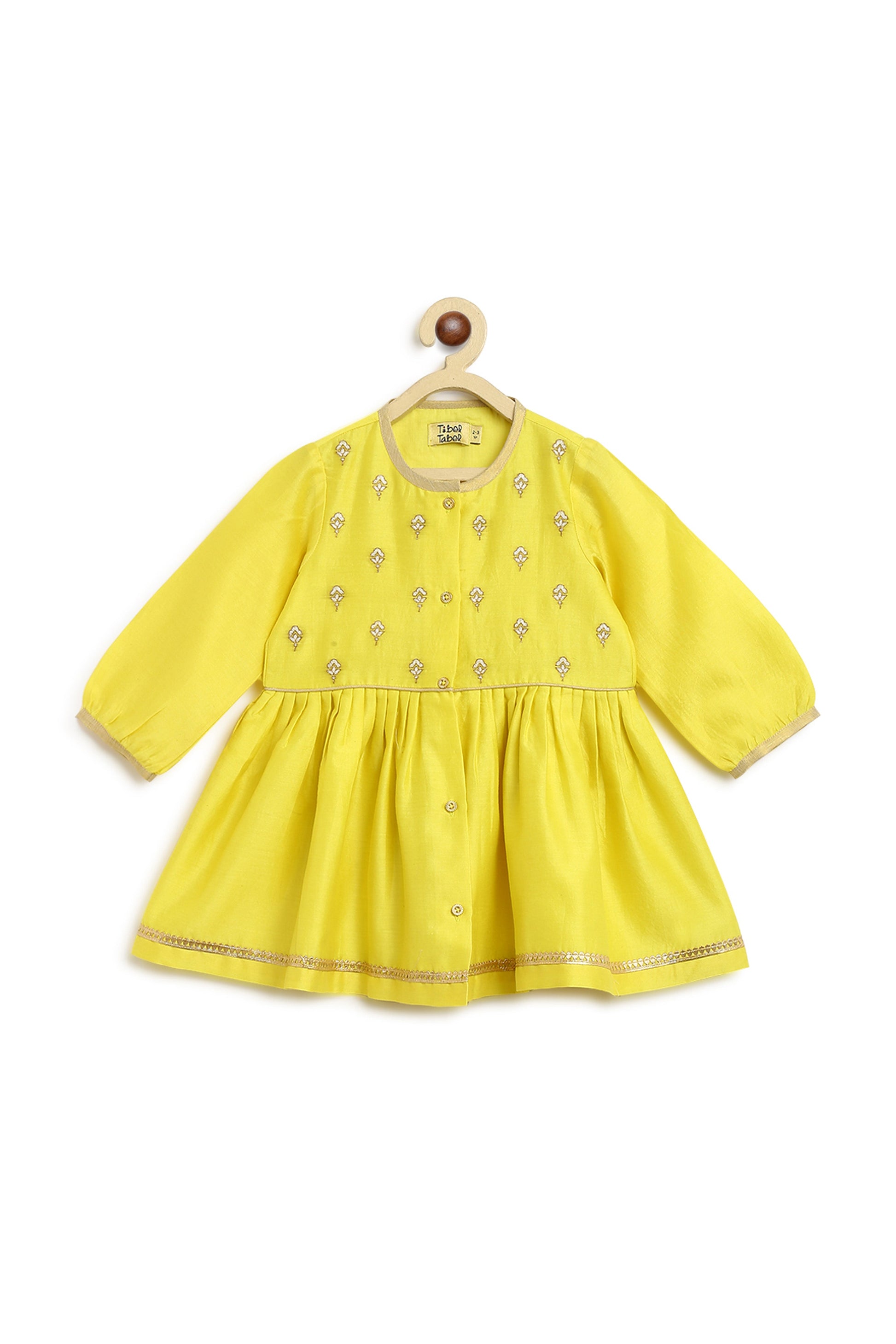 Sadabahar Silk Suit Set Embroidered- Yellow - Image 5