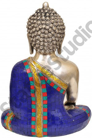 Brass Multicolor Exclusive Home Garden Décor Nepal Inlay Statue 12" by vendor-unknown - Buddha (View 3)