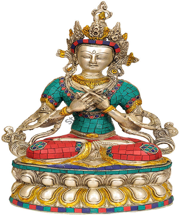 Tibet Budhist Deity Lord Vajradhara Good Luck Statue 14" - Eco-friendly - Sama Homes