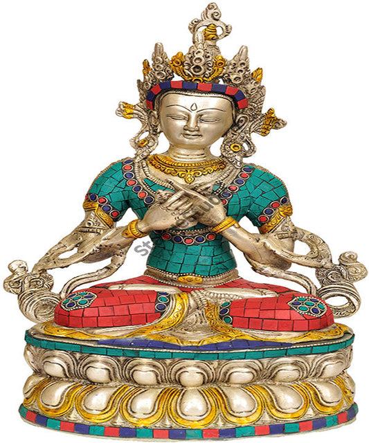 Tibet Budhist Deity Lord Vajradhara Good Luck Statue 14"