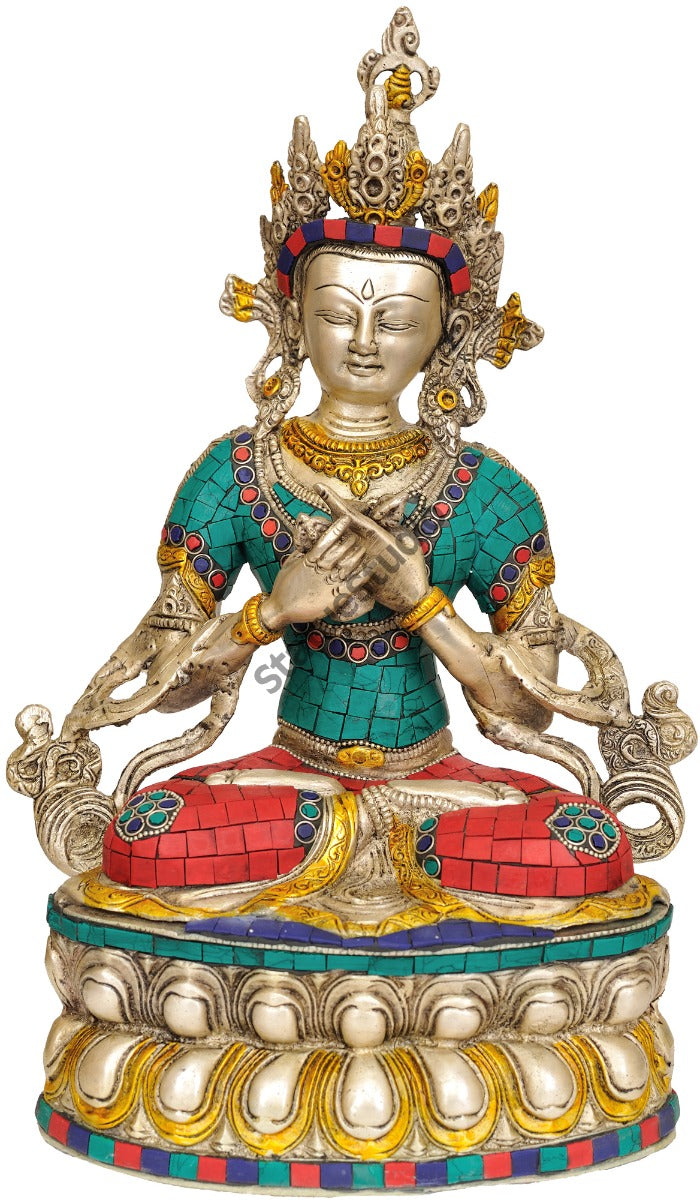 Tibet Budhist Deity Lord Vajradhara Good Luck Statue 14" - Image 2