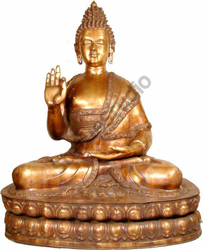 Real Life Large Size Antique Brass Buddha Home Garden Décor Masterpiece 5 Feet by vendor-unknown - Buddha