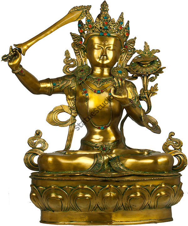 Large Size Buddhist Deity Bodhisattva Buddha Goddess Manjushri Big Statue 39" - Eco-friendly - Sama Homes