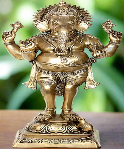 Brass 4 Arms Standing Lord Ganesha Statue Large Scuplture Decor Gift 50" by vendor-unknown - Hindu Gods