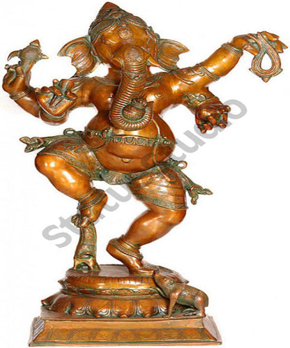 Large Size Brass Showpiece Dancing On One Foot Ganesha For Corporate Gifting 39" by vendor-unknown - Hindu Gods
