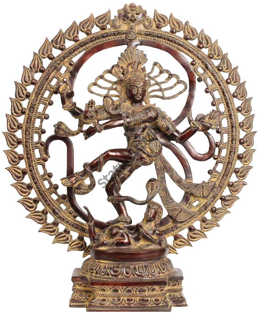 Indian Deity Dancing Lord Shiva Nataraja With Om (Aum) Signage Figurine 19.5" - Image 2
