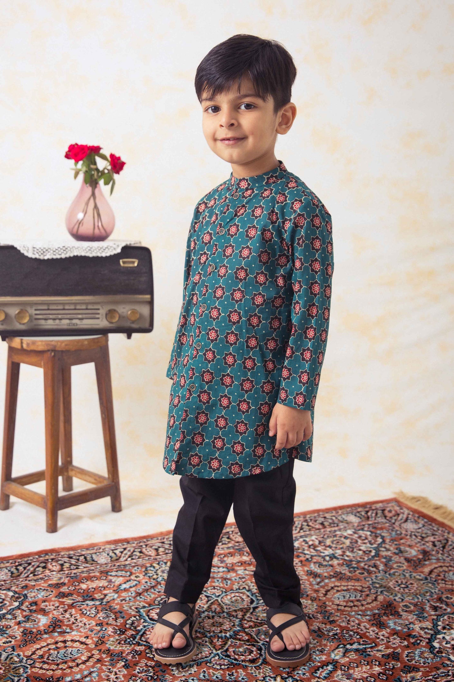 Indie Pop Boys Kurta Set - Green