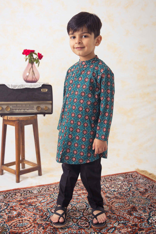Indie Pop Boys Kurta Set - Green