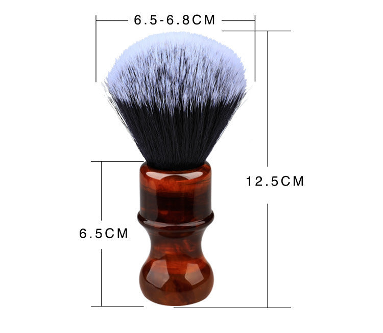 Shaving brush with measurements on a white background