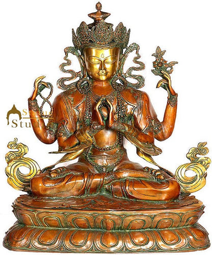 Large Size Buddhist Deity Bodhisattva Four Armed Buddha Avalokiteshvara Idol 28" by vendor-unknown - Buddha