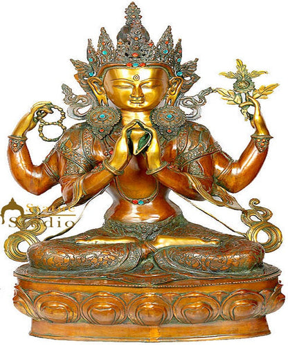 Very Large Size Buddhist Bodhisattva Four Armed Buddha Avalokiteshvara Idol 39" by vendor-unknown - Buddha