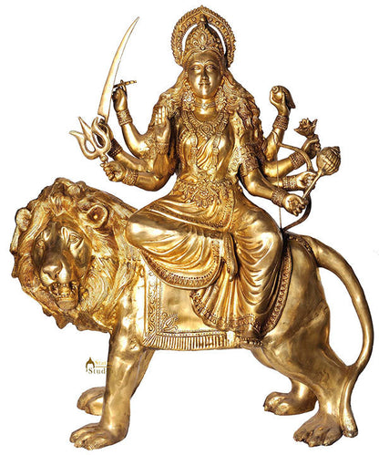 Vintage Large Size Indian Hinduism Goddess Maa Durga On Lion Big Idol 43" by vendor-unknown - Hindu Gods (View 2)