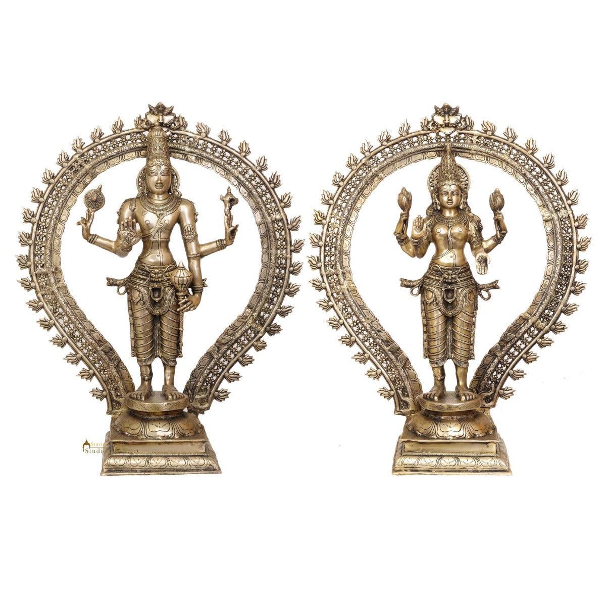 Elegant Vintage Large Size Hindu Deity Vishnu Laxmi Pair Temple Gifting 31" - Image 2