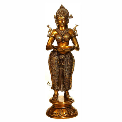 Large Size Antique Indian Khajuraho Apsara Deeplaxmi Décor Statue For Sale 38" by vendor-unknown - Decor (View 2)