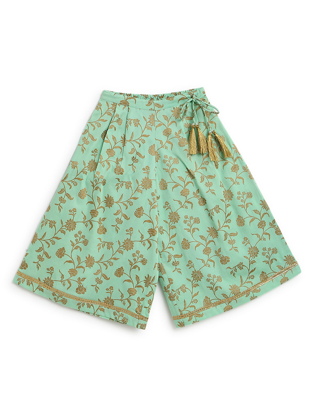 Girl Ethnic Co-ord Set Embroidered- Green