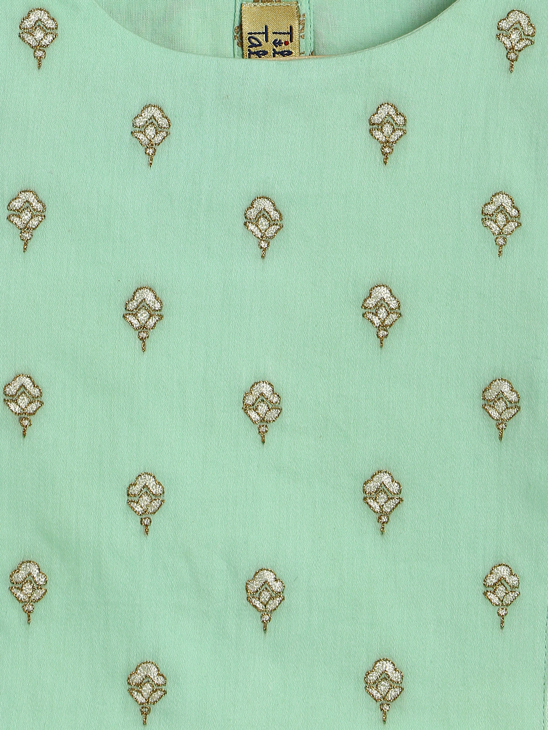 Girl Ethnic Co-ord Set Embroidered- Green