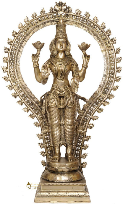 Large Size Bronze Indian Goddess Maa Lakshmi Murti With Carvings For Sale 40" by vendor-unknown - Hindu Gods (View 2)