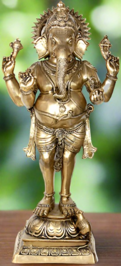 Brass 4 Arms Standing Lord Ganesha Statue Large Scuplture Decor Gift 50" by vendor-unknown - Hindu Gods (View 3)