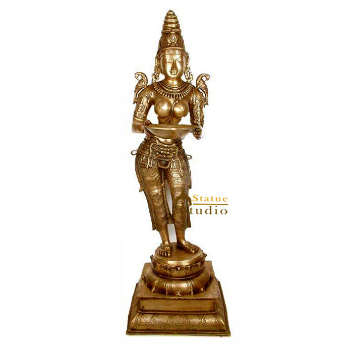 Very Large Size Diwali Home Décor Indian Apsara DeepLakshmi Sculpture 52" - Eco-friendly - Sama Homes