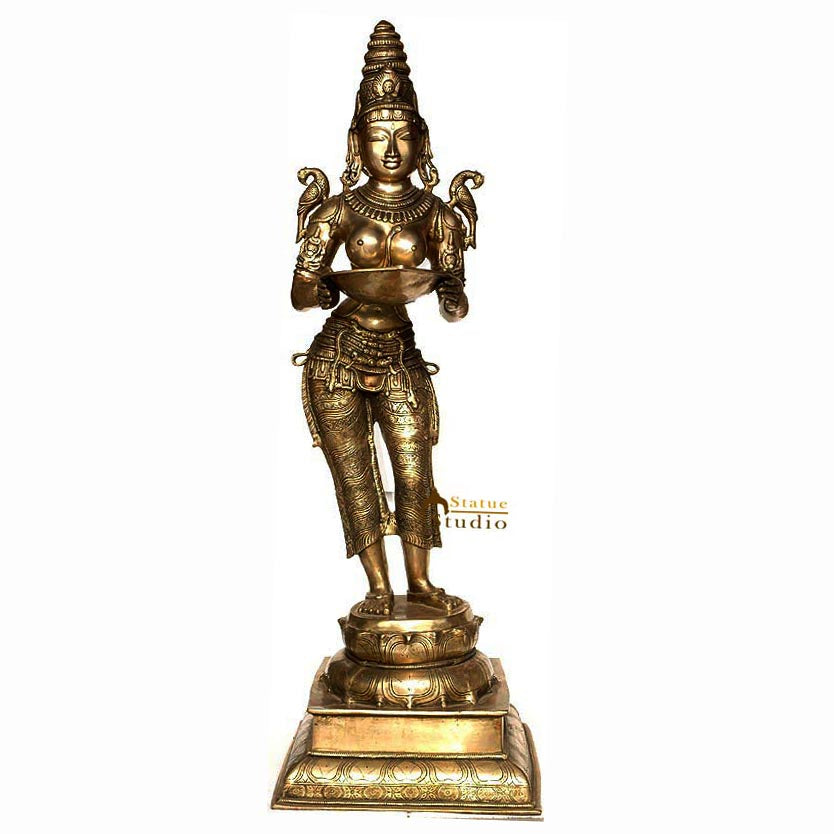 Very Large Size Diwali Home Décor Indian Apsara Deep Lakshmi Sculpture 52" - Eco-friendly - Sama Homes