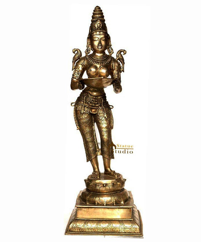 Very Large Size Diwali Home Décor Indian Apsara Deep Lakshmi Sculpture 52" - Image 2