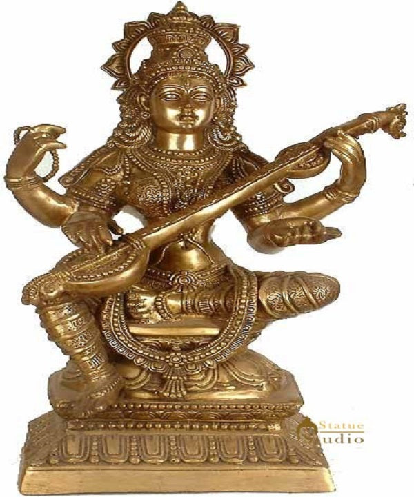 Large Size Indian Hindu Goddess of Knowledge & Art Maa Saraswati Murti 2.5 Feet - Eco-friendly - Sama Homes