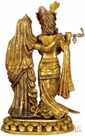Large Size Hindu God Goddess Lord Radha Krishna Leela Fine Décor Sculpture 31" - Image 3