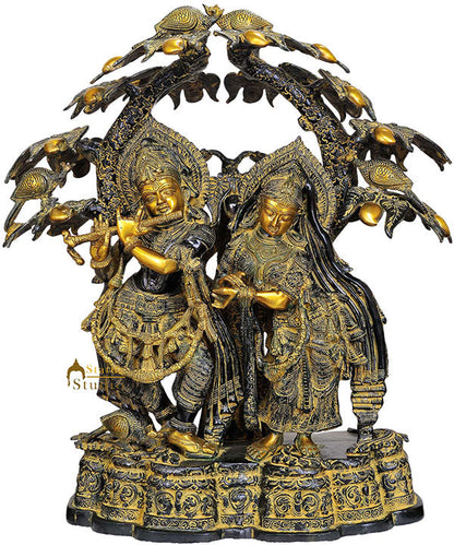 Antique Large Size Indian Hinduism Lord Radha Krishna Under the Kadamba Tree 30" by vendor-unknown - Hindu Gods
