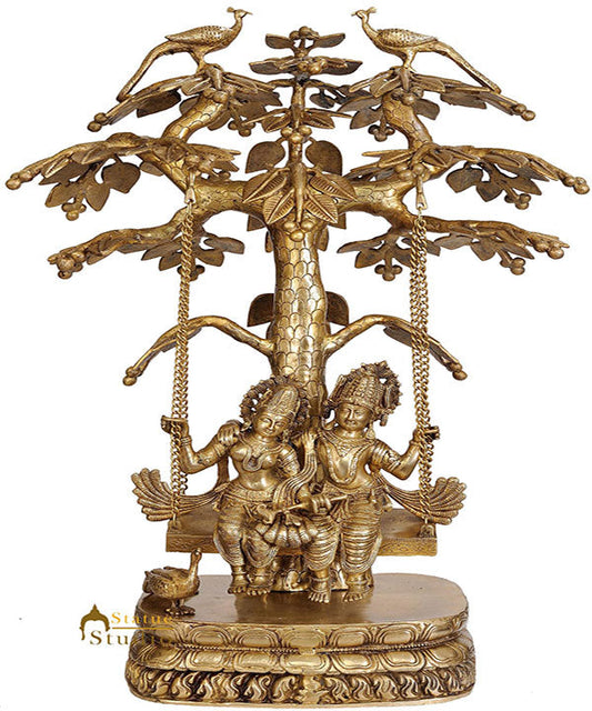 Elegant Large Size Hindu Deity Pair Lord Radha Krishna Ji On Swing Murti 3 Feet