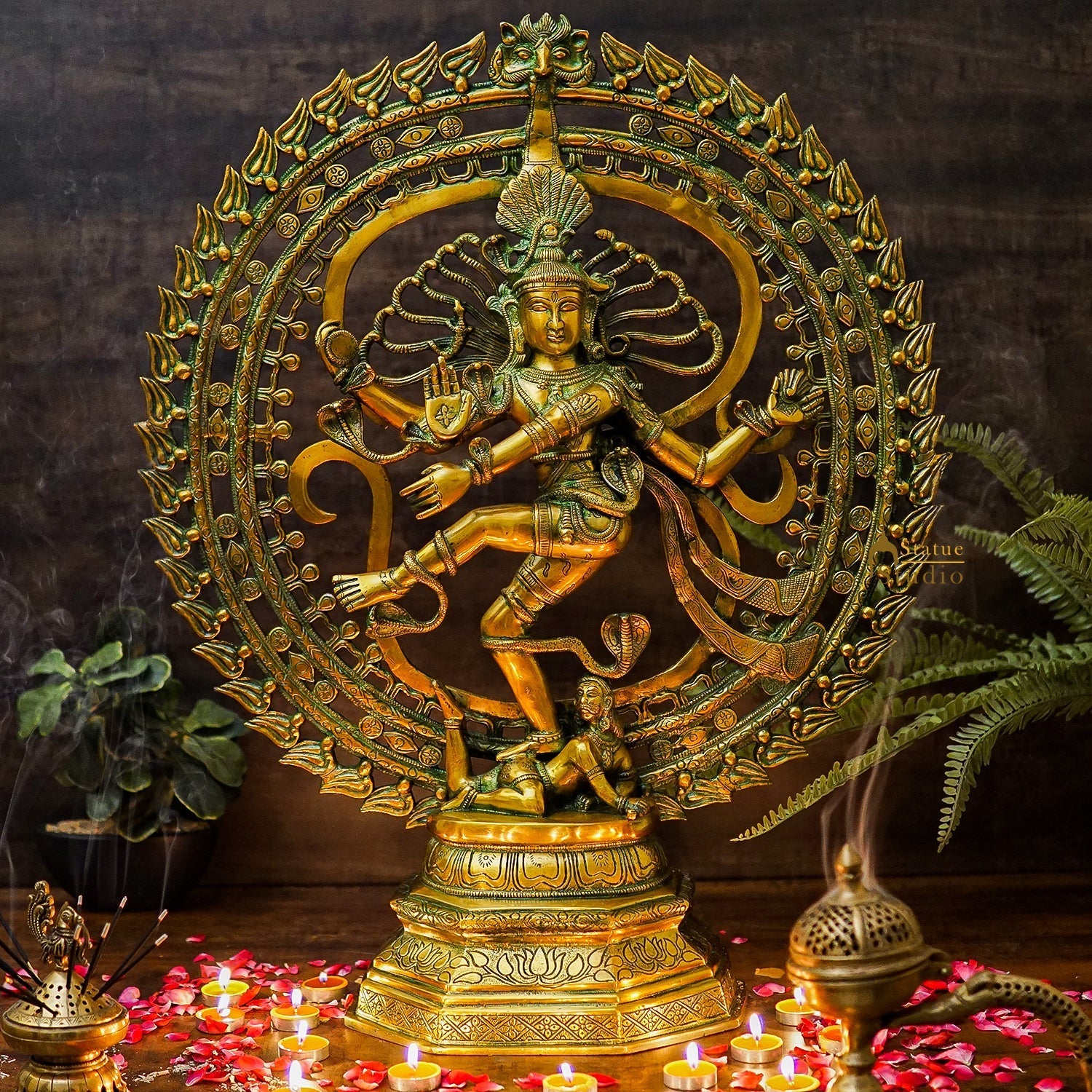 Large Size Indian God Dancing Shiva Nataraja 2.5 Feet With Sacred AUM OM Symbol - Eco-friendly - Sama Homes