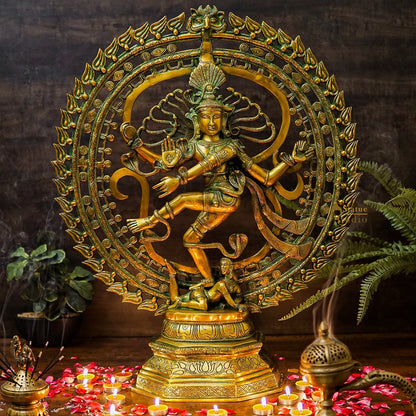 Large Size Indian God Dancing Shiva Nataraja 2.5 Feet With Sacred AUM OM Symbol by vendor-unknown - Hindu Gods